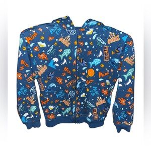 Disney Finding Nemo Blue and Orange Graphic Kids Size Medium Ocean Life Hoodie